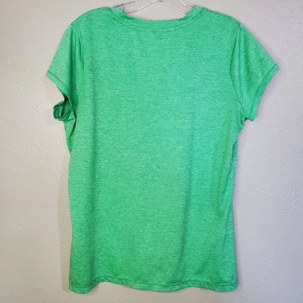 Green Xersion Short Sleeve Shirt Top Activewear V-neck Women's Size XL - Picture 2 of 5